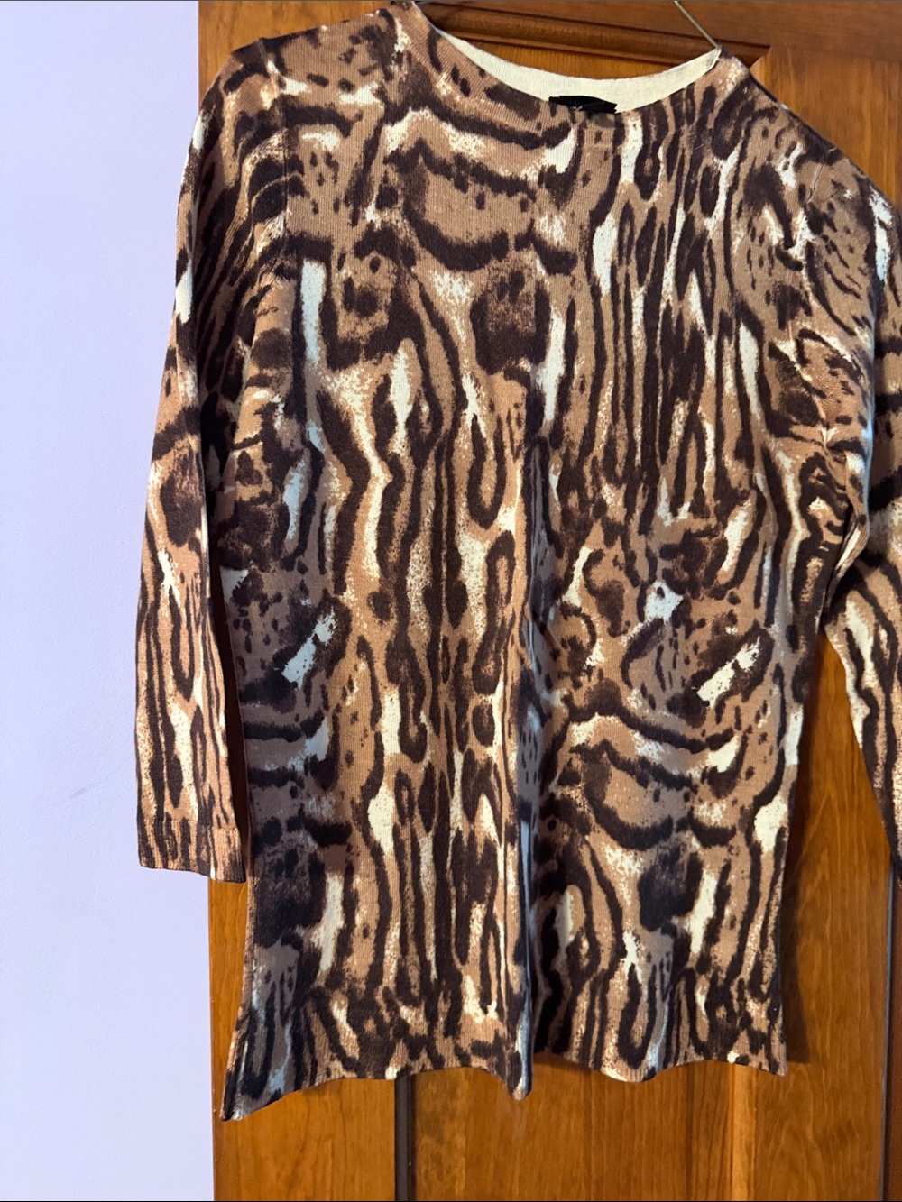 Talbots Brown and Cream Animal Print Sweater